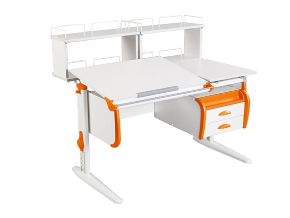 Детский стол-трансформер 1/75-40 (СУТ.25) + Polka_zz 1/600 (2 шт.) + Tumba 3  белый/белый/Оранжевый в Черкесске - изображение