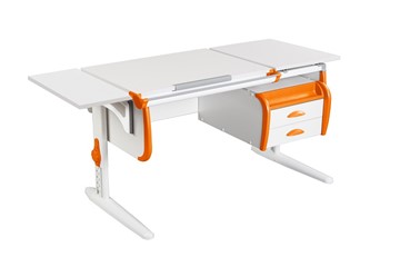 Детский стол-трансформер 1/75-40 (СУТ.25) + Polka_b 1/550 + Tumba 3 белый/белый/Оранжевый в Черкесске
