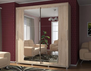 Шкаф 2-х створчатый Комфорт №12 2.0 с прямоугольными зеркалами в Черкесске - предосмотр