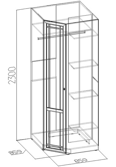Распашной угловой шкаф Sherlock 63+ фасад стандарт, Дуб Сонома в Черкесске - изображение 2