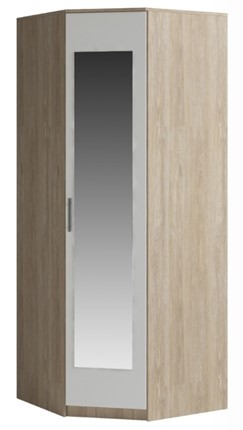 Распашной угловой шкаф Светлана, с зеркалом, белый/дуб сонома в Черкесске - изображение