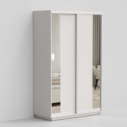 Шкаф 2-х дверный ЭКО-Вера 220х120х60, Белый матовый/белый глянец в Черкесске - изображение