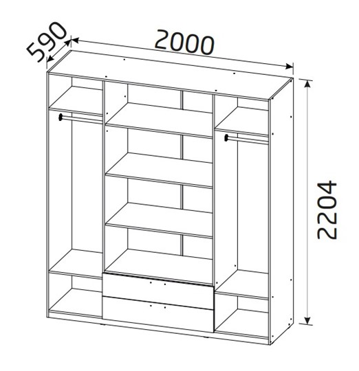 Шкаф 4-х дверный Вега с 2 ящиками в Черкесске - изображение 1