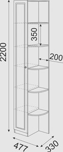 Угловой шкаф-стеллаж Беатрис М13 левый (Орех Гепланкт) в Черкесске - предосмотр 3