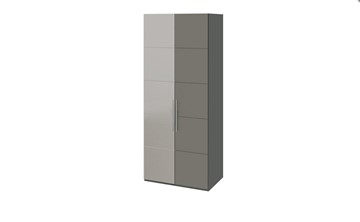 Распашной шкаф Наоми с 1 зеркальной левой дверью, цвет Фон серый, Джут СМ-208.07.04 L в Черкесске