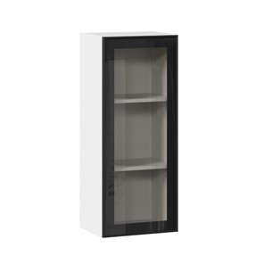 Навесной кухонный шкаф высокий со стеклом 400 Индиго ЛД 298.420.000.026, Белый/Чёрный в Черкесске