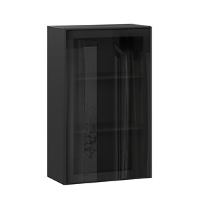 Навесной шкаф высокий со стеклом 600 Индиго ЛД 298.450.000.170, Чёрный/Чёрный в Черкесске