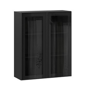 Шкаф на кухню высокий со стеклом 800 Индиго ЛД 298.460.000.156, Чёрный/Чёрный в Черкесске