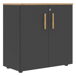 Шкаф широкий низкий с малыми дверцами FORTA Графит-Дуб Гамильтон  FLC 80.1(Z) (798х404х801) в Черкесске
