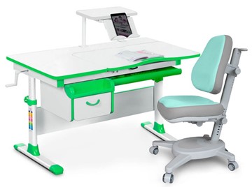 Комплект растущая парта + стул Mealux EVO Evo-40 Z (арт. Evo-40 Z + Y-110 TG) / (стол+полка+кресло) / белый, зеленый, серый в Черкесске