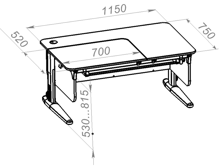 Растущий стол L/70-45 (СУТ 62) с лотком, белый/белый/лайм в Черкесске - изображение 1