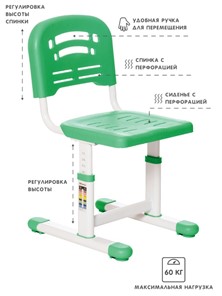 Растущие парта + стул SET HOLTO-17А, зеленый в Черкесске - предосмотр 4