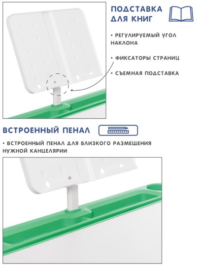 Растущие парта + стул SET HOLTO-17А, зеленый в Черкесске - изображение 6
